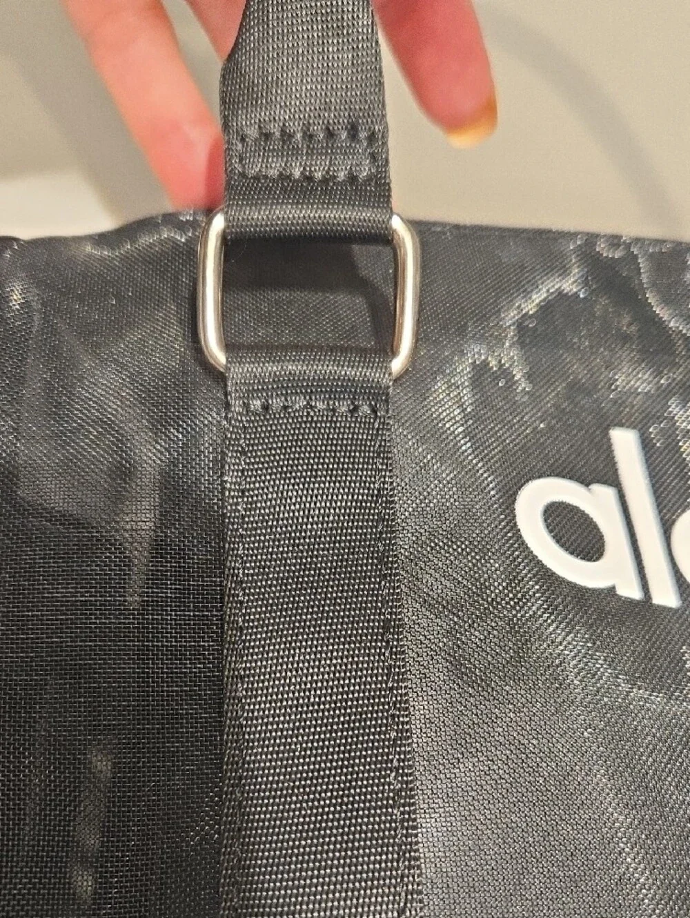 ALO Yoga Black Mesh Toiletry Bag with Top Handles